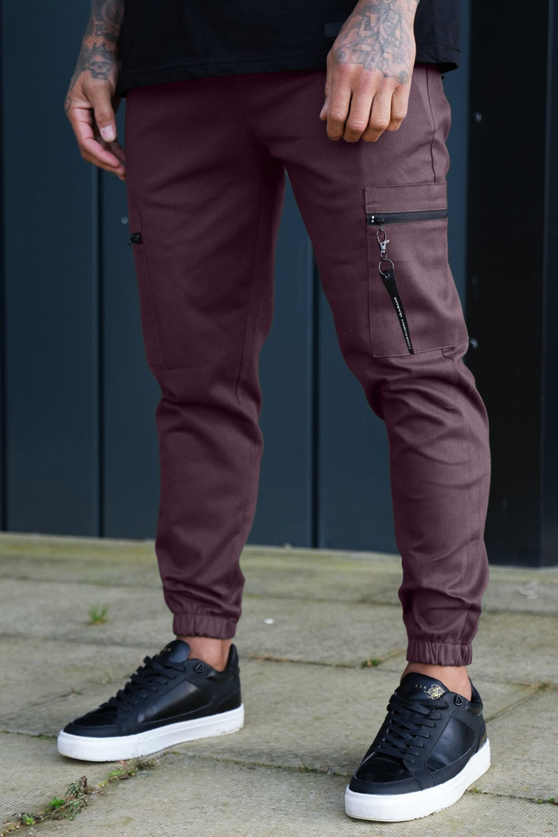 JACOB CARGO TROUSERS - BURGUNDY