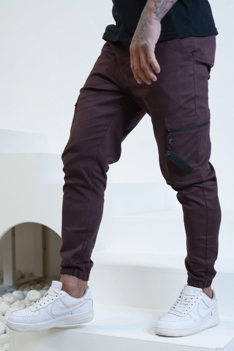 JACOB CARGO TROUSERS - BURGUNDY