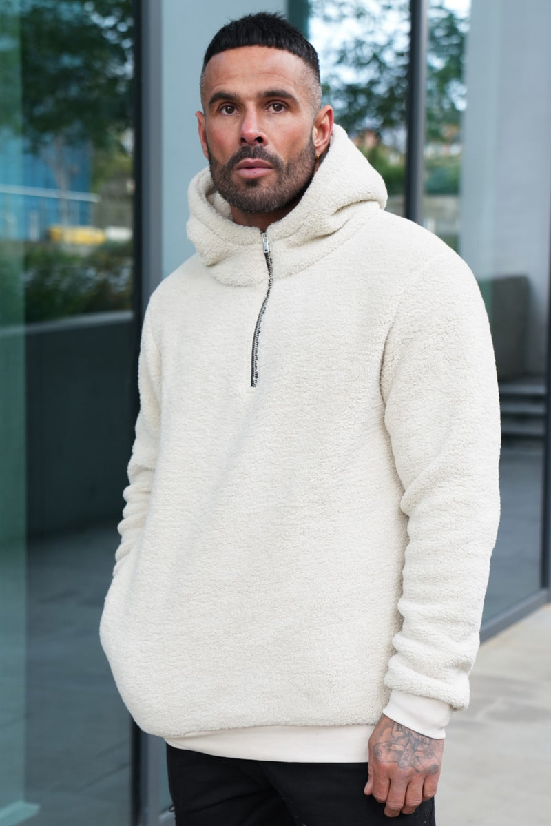 PARKER SHERPA HOODIE - STONE