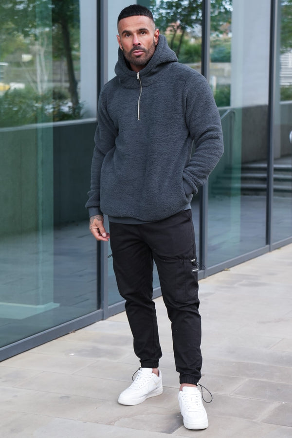 PARKER SHERPA HOODIE - CHARCOAL