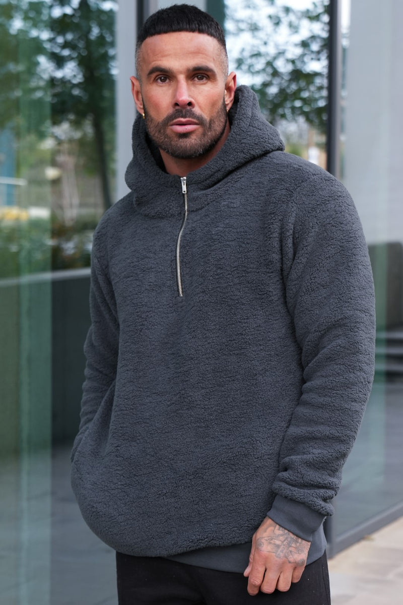 PARKER SHERPA HOODIE - CHARCOAL