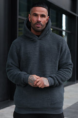 BENTON SHERPA HOODIE - CHARCOAL