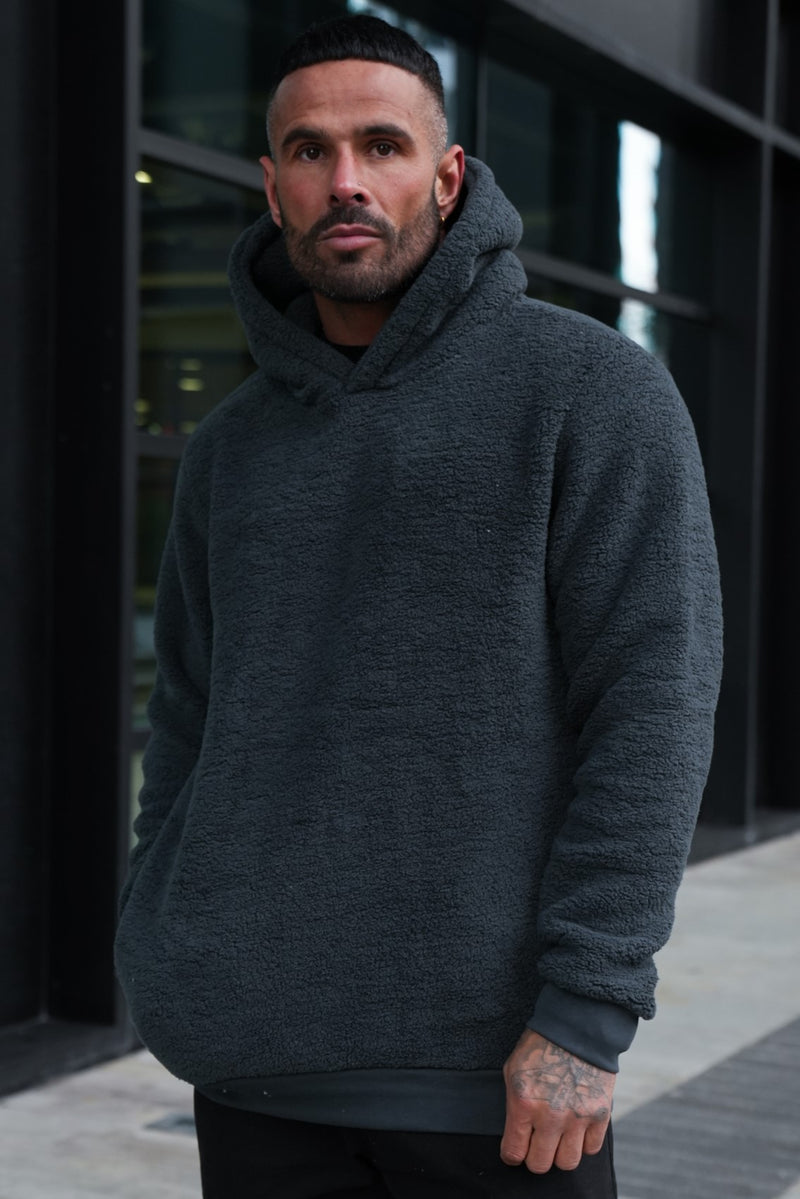 BENTON SHERPA HOODIE - CHARCOAL