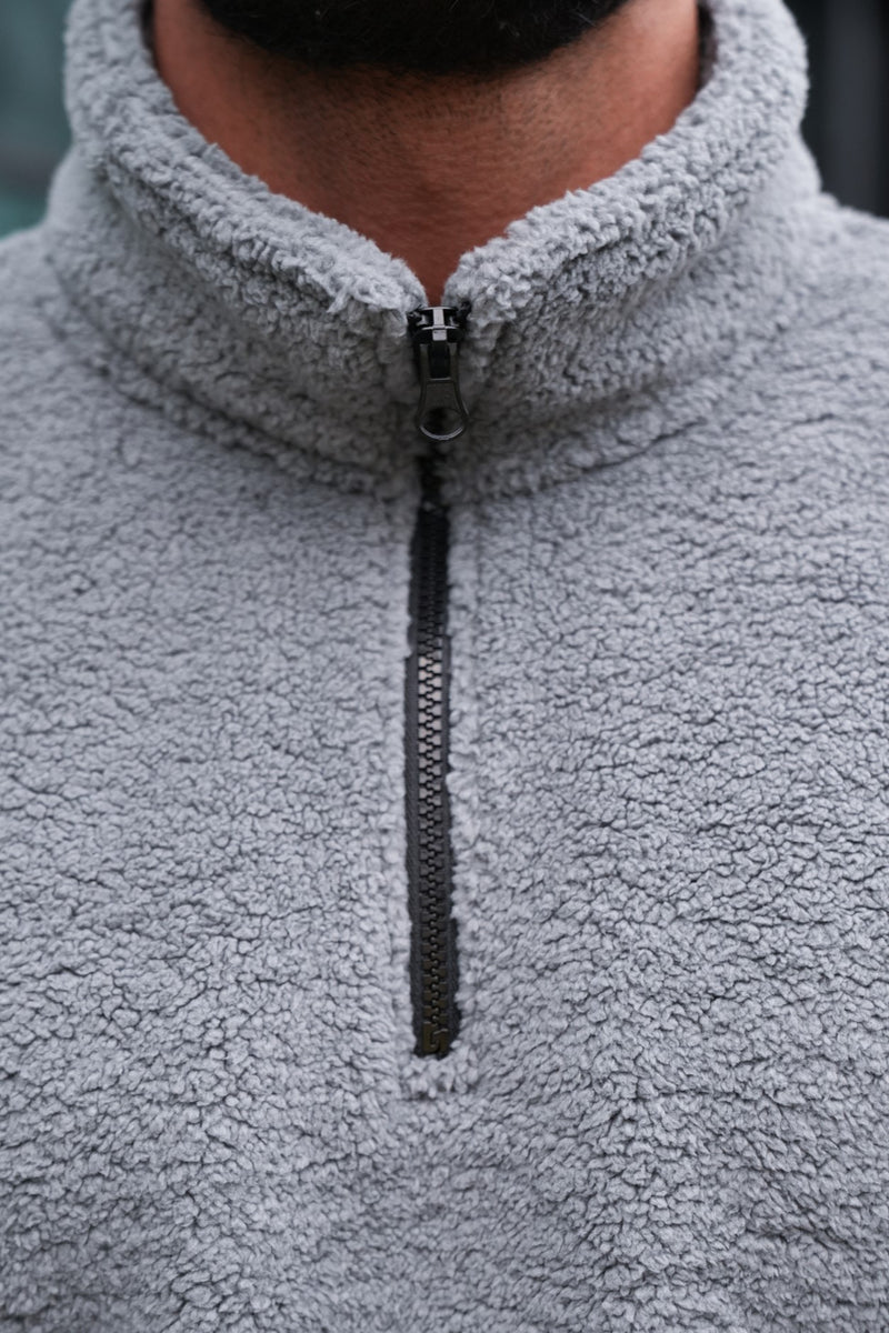 STATTEN SHERPA SWEATER - STEEL